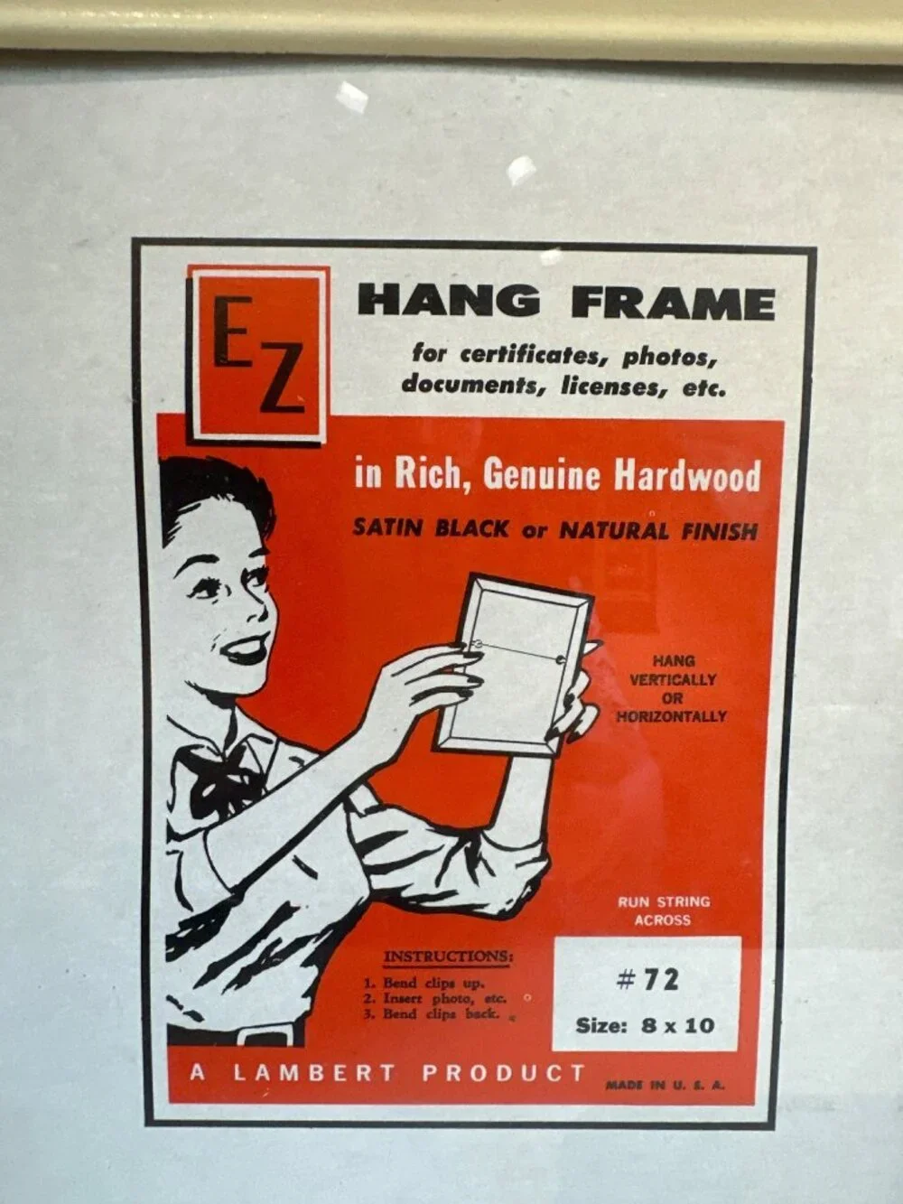 Vtg MCM Picture Frame Natural Wood 8” X 10